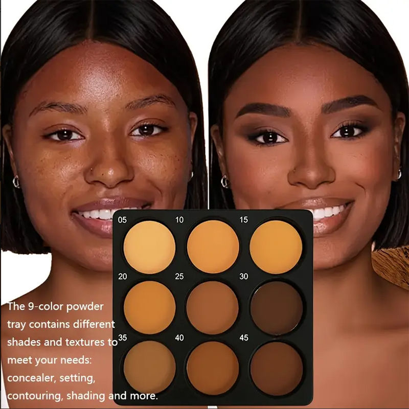 Miniatura: Dark Skin Tone 9-in-1 Face Palette Waterproof Concealer 9 Shades Contour Bronzer