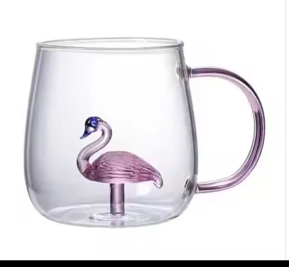 Flamingo figürlü borosilikat kupa bardak 