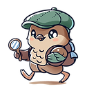 Nesto with a green hat exploring with a surprised expression.