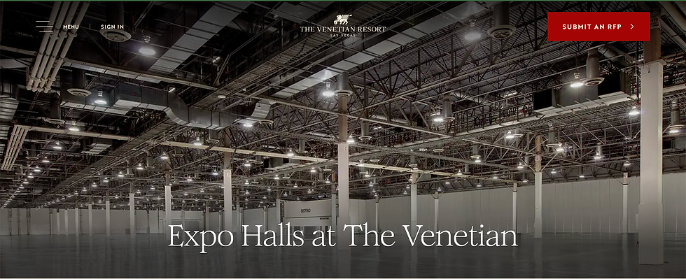 The Venetian Expo 威尼斯人博覽中心是拉斯維加斯大道上的核心會展場館，以承辦多項世界級、高端專業的貿易展覽聞名，是許多頂級產業盛會的首選地。