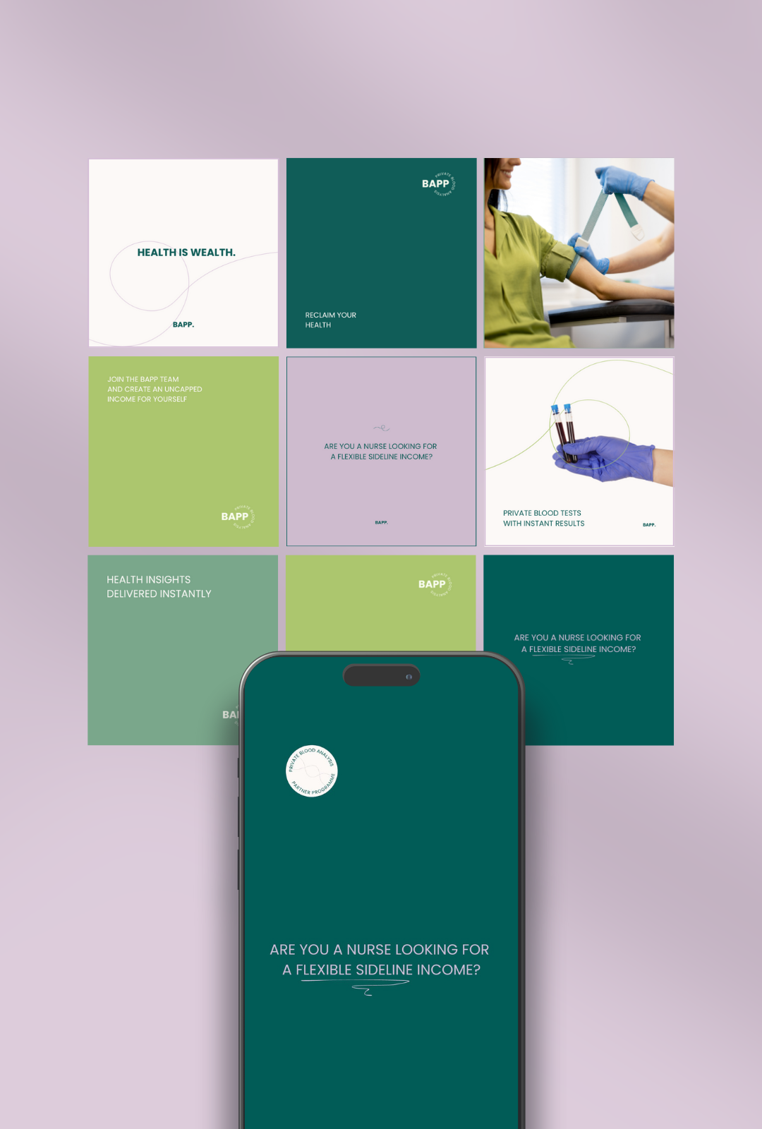 BAPP - Private Blood Analysis Practitioners Programme - Instagram posts mock up - 9 grid