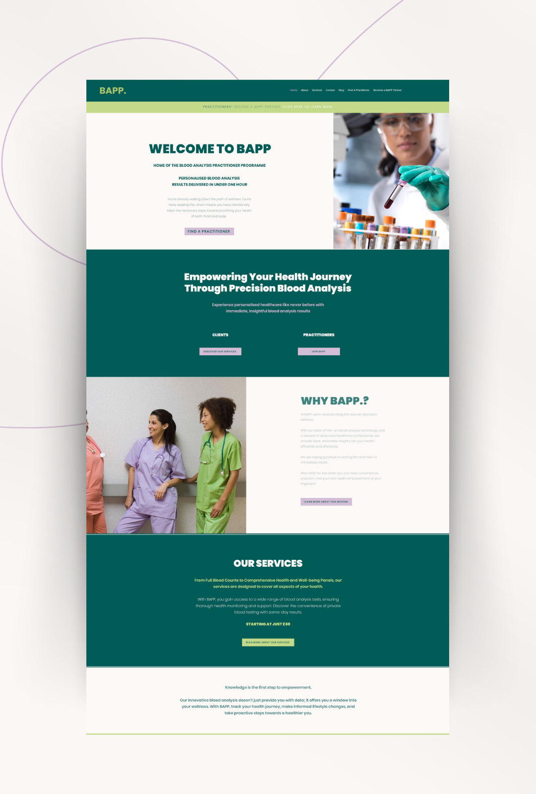 BAPP - Private Blood Analysis Practitioners Programme - Flatlay website design