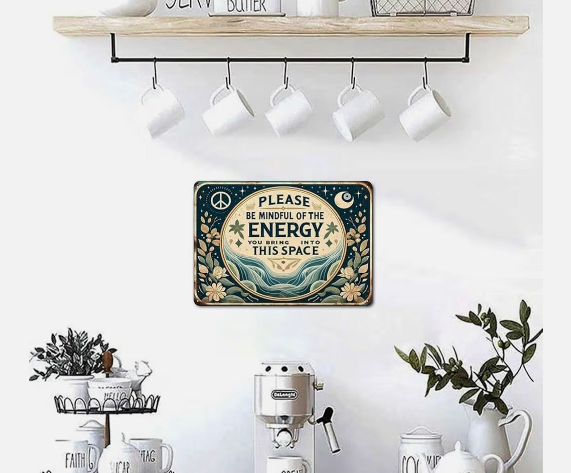 Mindful Energy Metal Sign – Inspirational Wall Décor
