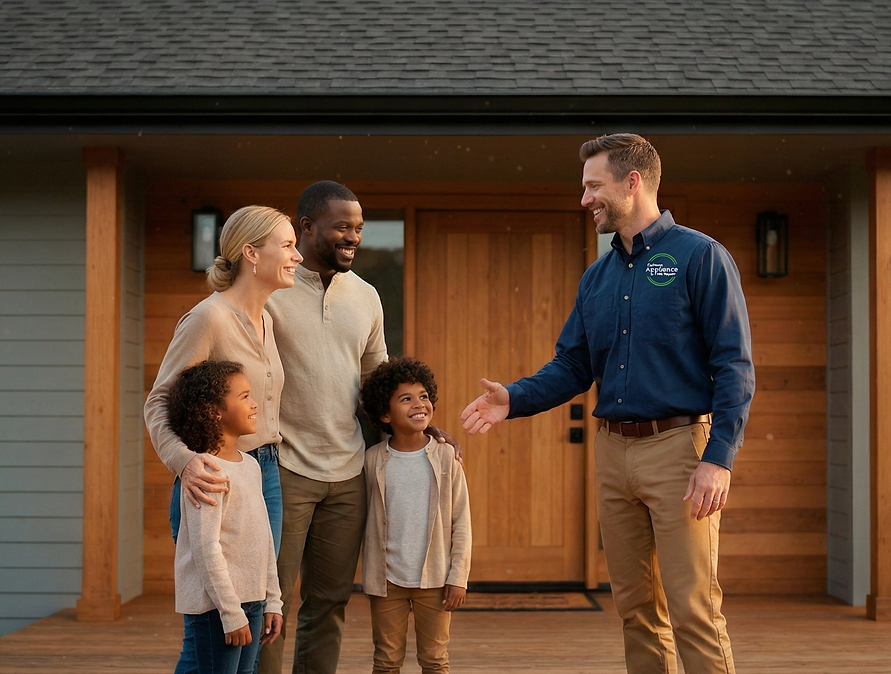 Cullman Appliance & HVAC Repair technician greeting residential client in Cullman, AL.