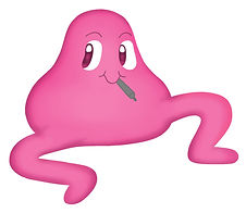 A little purple blob with legs that has a XP pen sticking out of it's mouth. 