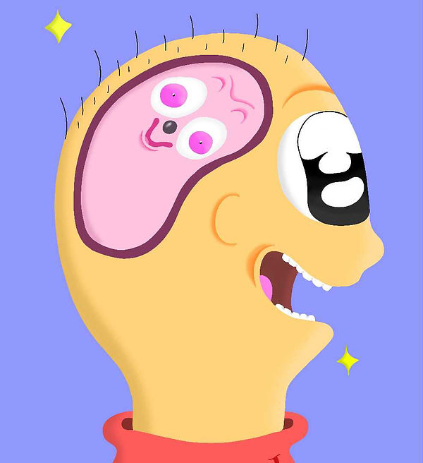 A boy's mind who is overly happy 