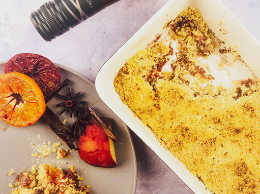 Mulled Wine Poached Apple Crumble