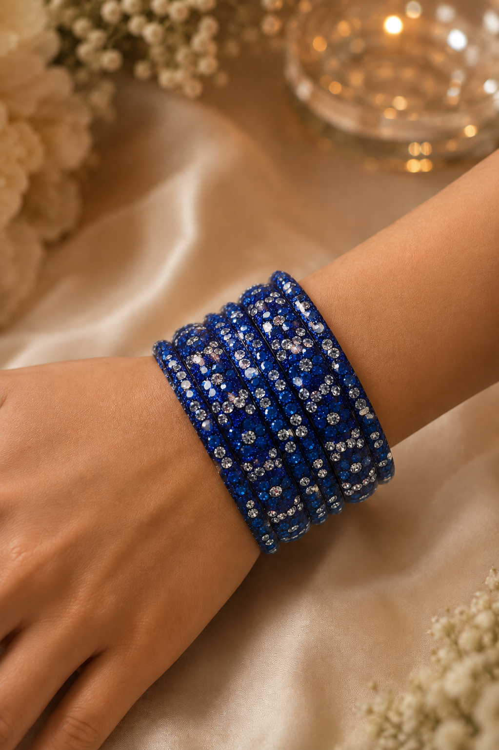 Blue dotted Bangle set