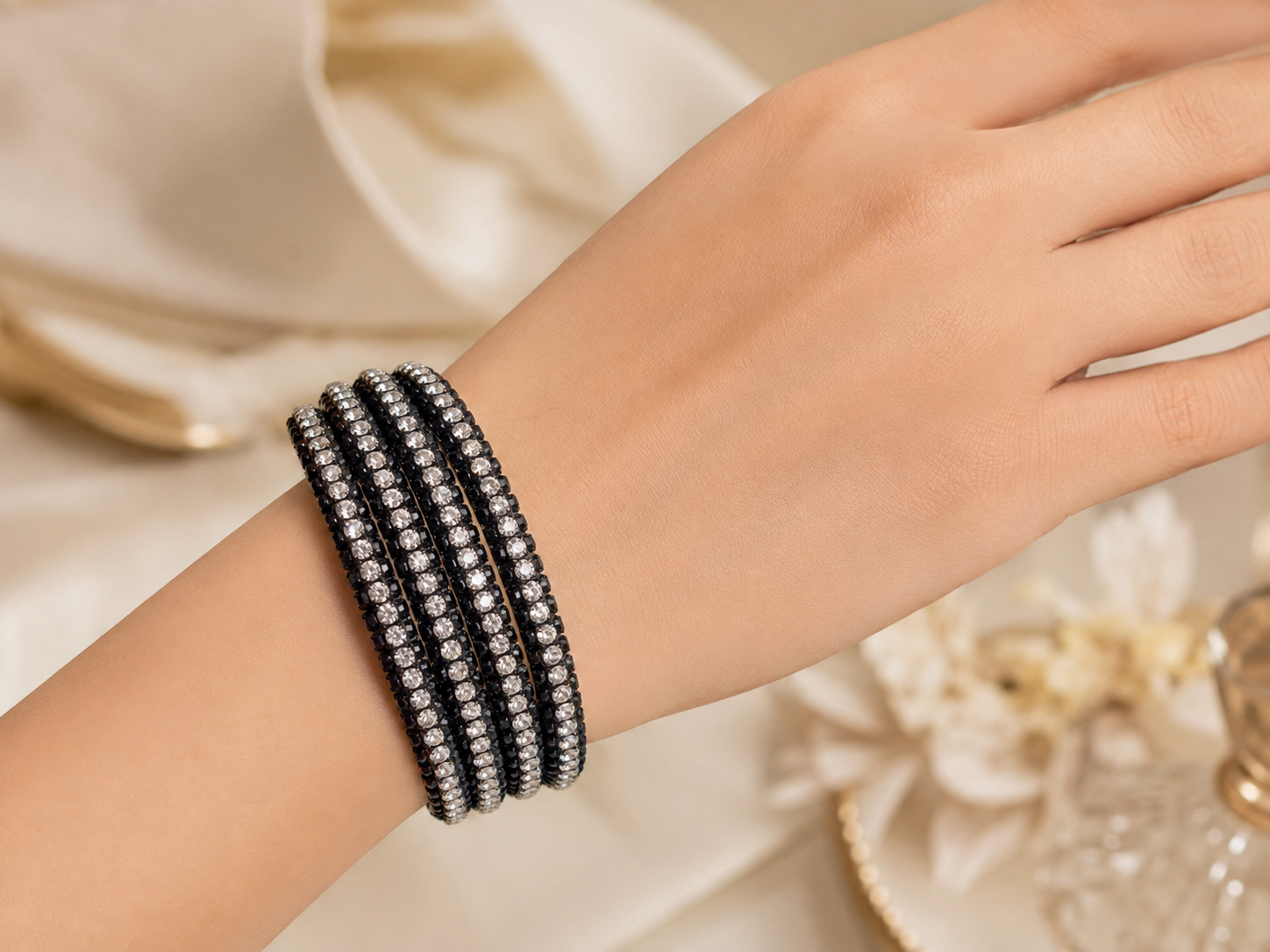Black infinity bangle set