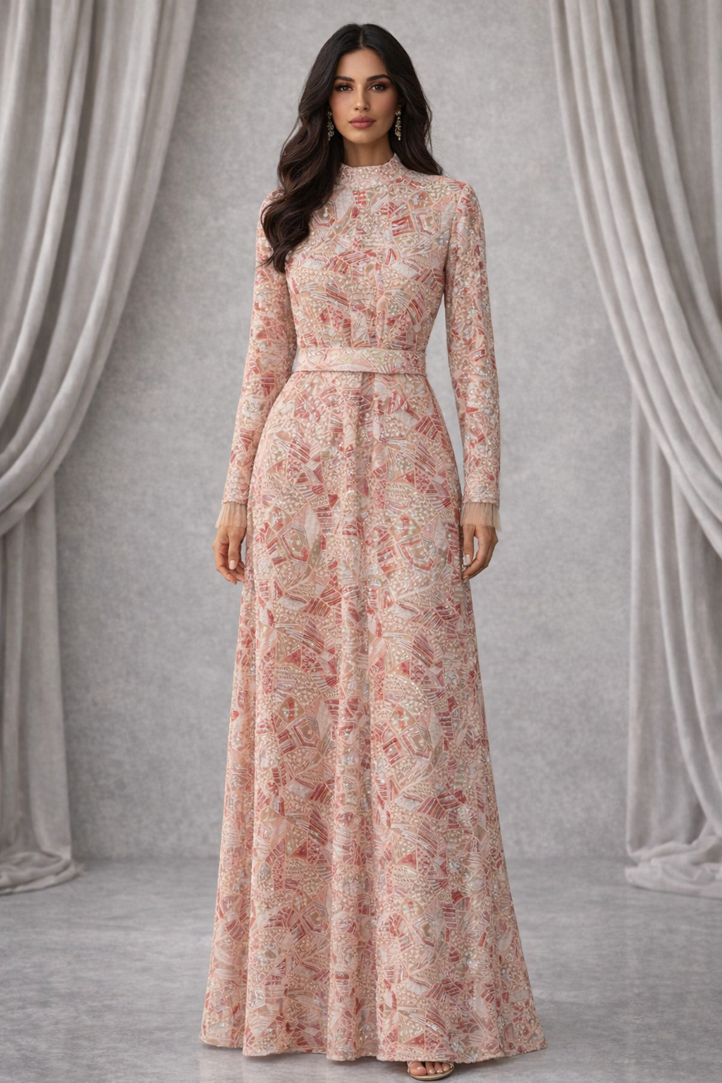 Catherine Lace Gown with straight sleeves