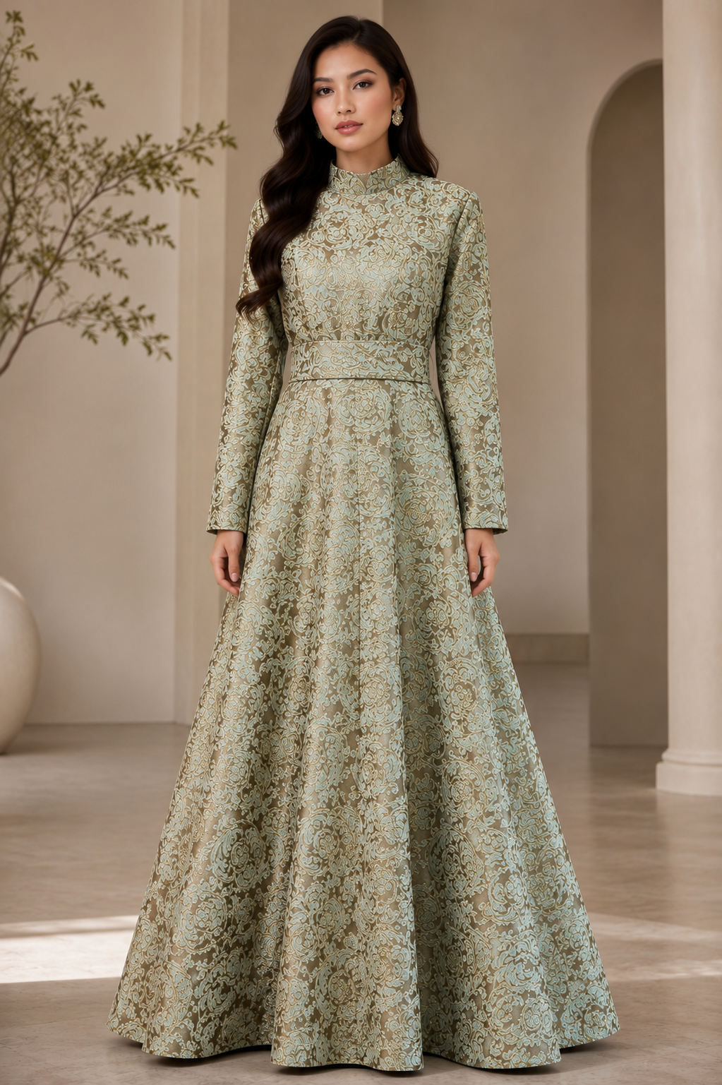 Sandrina gown with straight sleeves