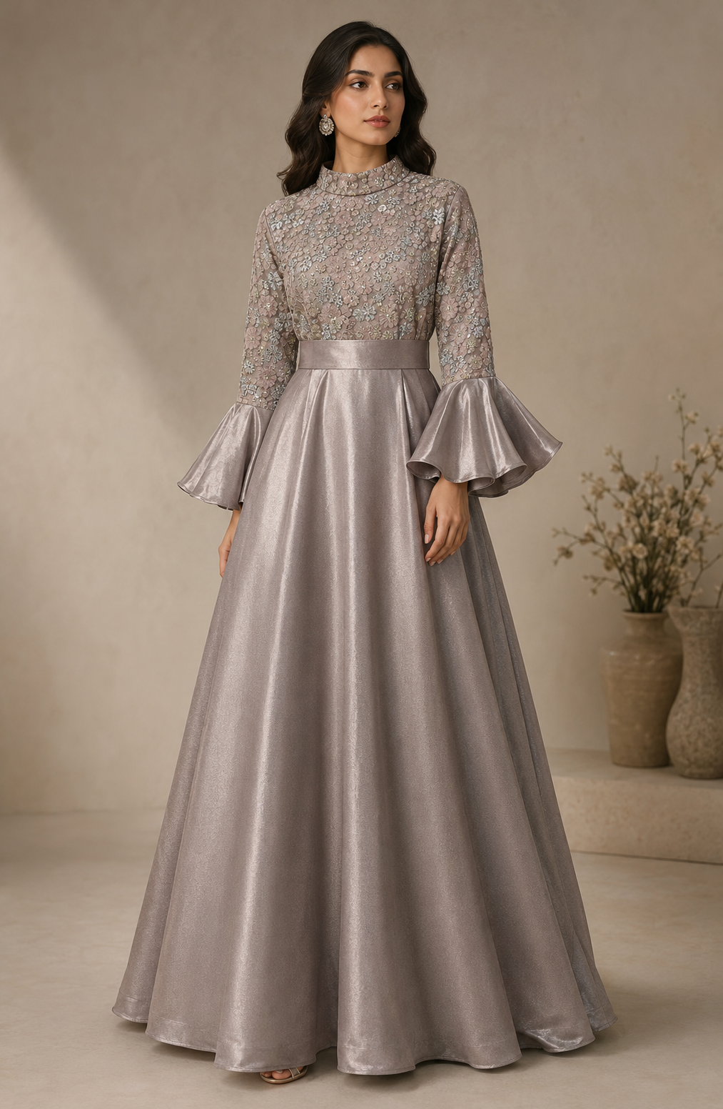 Jasmine dress with bell sleeves