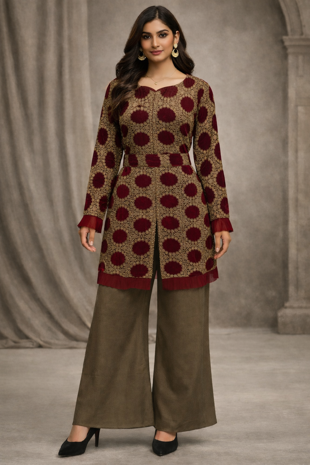 Maroon Velvet Co-ords Set