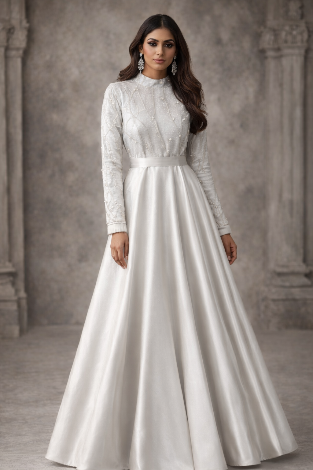 Luna Pearl Satin and lace dress