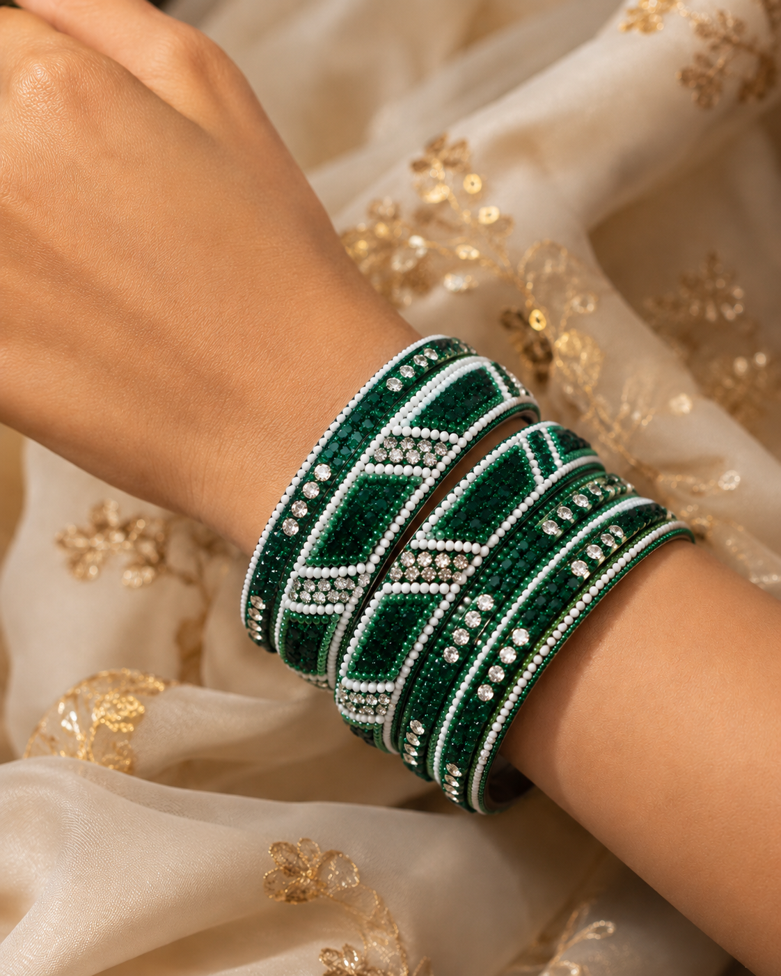 Green Diamond Bangle Set
