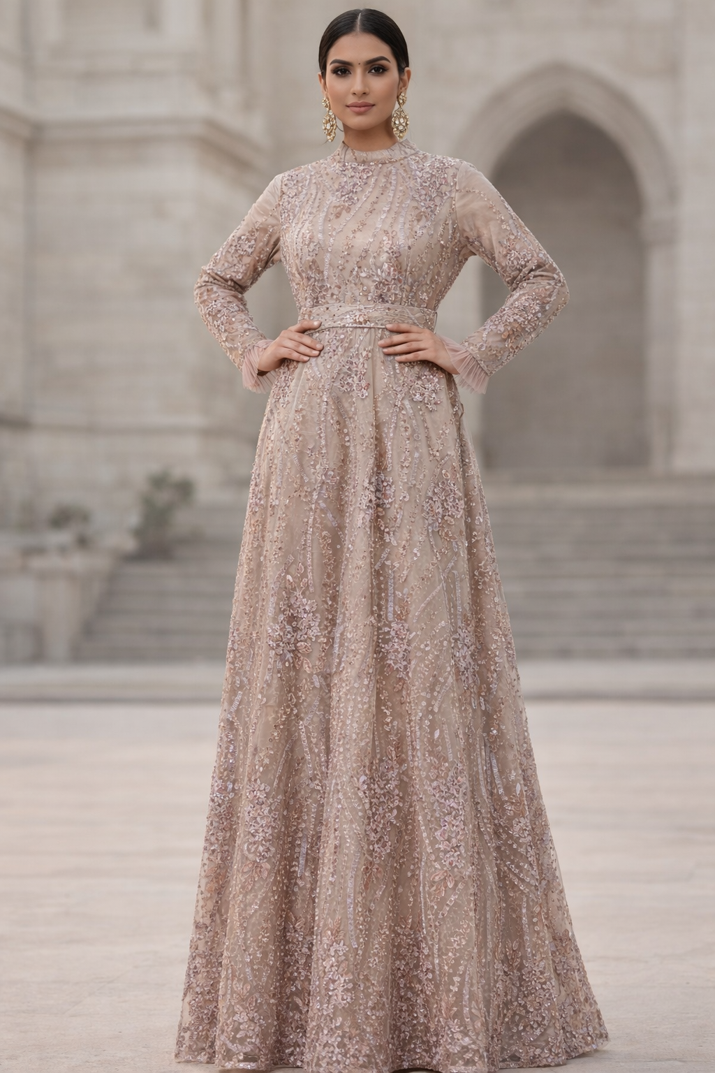 Rose gold Garden Sequined lace dress