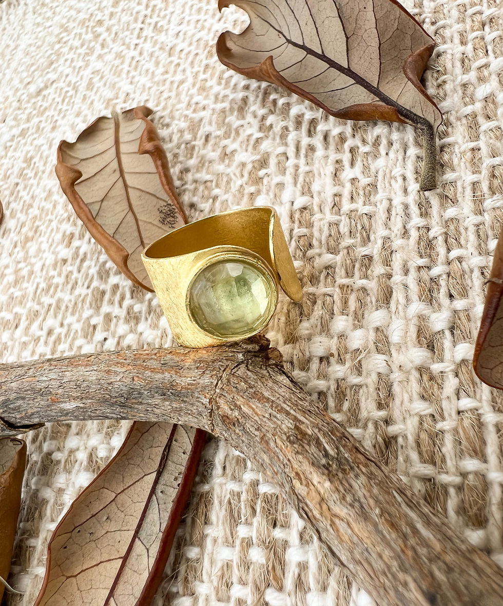 Thumbnail: 18K Gold Plated Adjustable Ring w/ Stone
