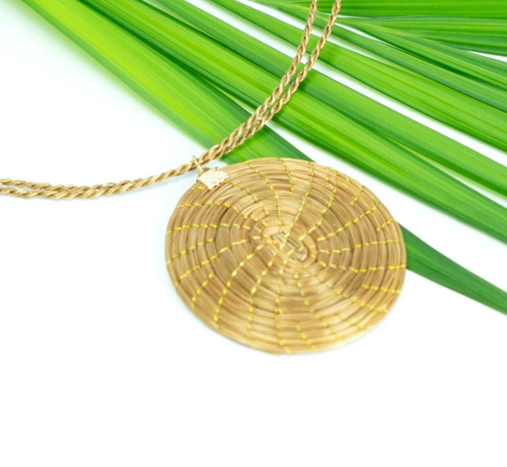 Thumbnail: Golden Grass Hoop Double String Necklaces 