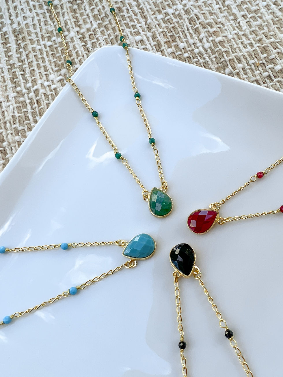 Thumbnail: 18K Gold Plated Necklaces w/ Stones