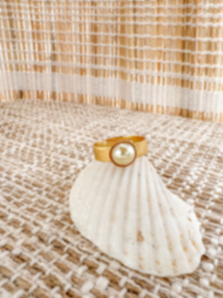 18K Gold Plated Solitaire Pearl Ring