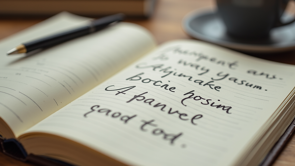 Close-up view of a journal with handwritten positive affirmations