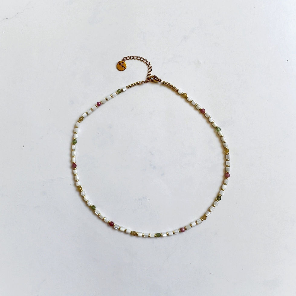 Thumbnail: Necklace 'SHELL CUBES' Edelsteenmix