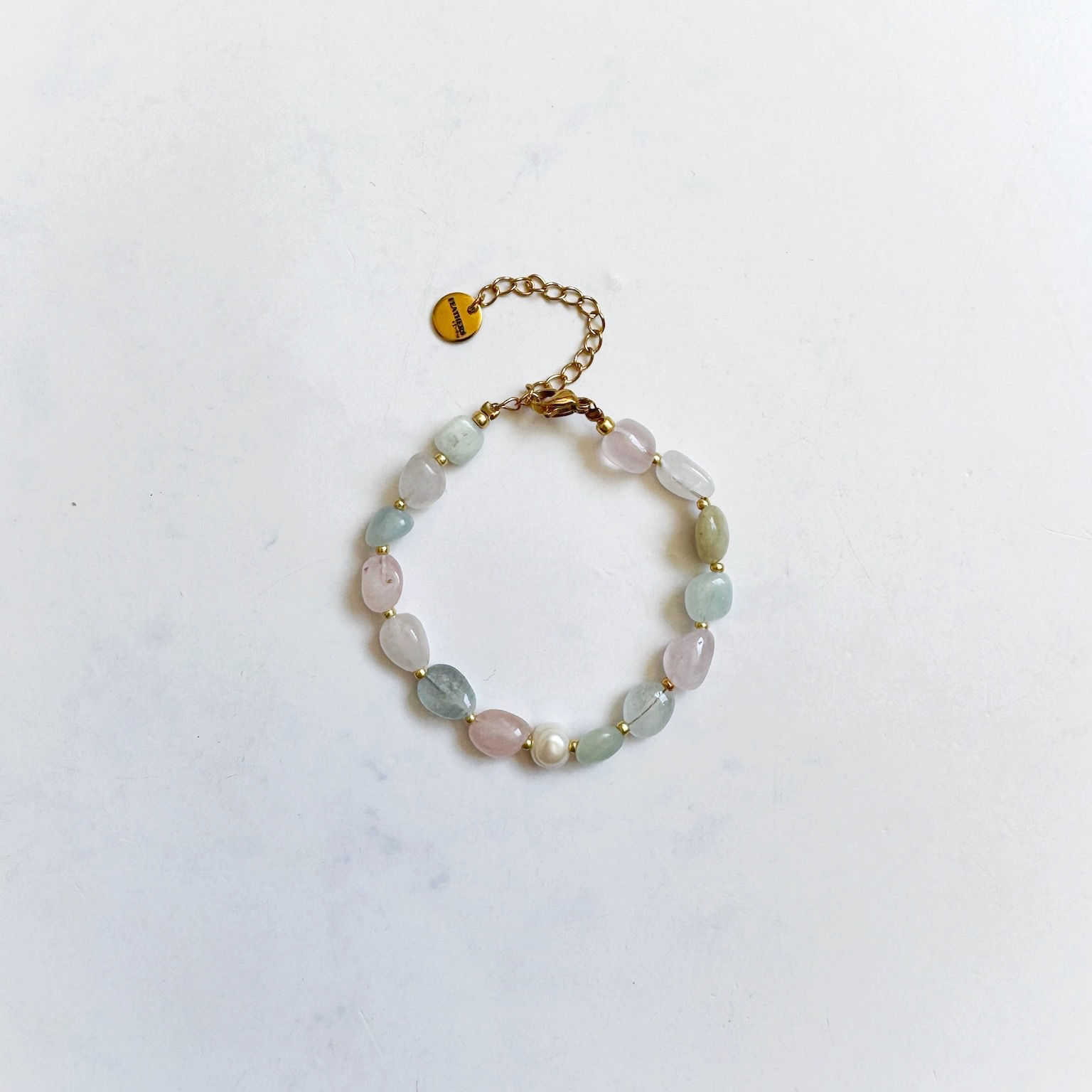 Bracelet 'SPECIAL EDITION' Edelsteenmix x Pearl (Pastel) x Pearl