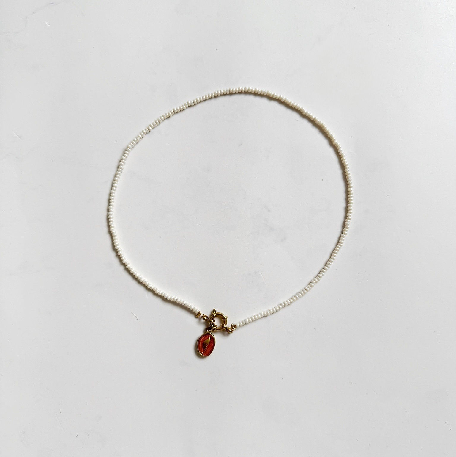 Necklace 'ROCAILLES' Spring Ring Charm (Pearl)