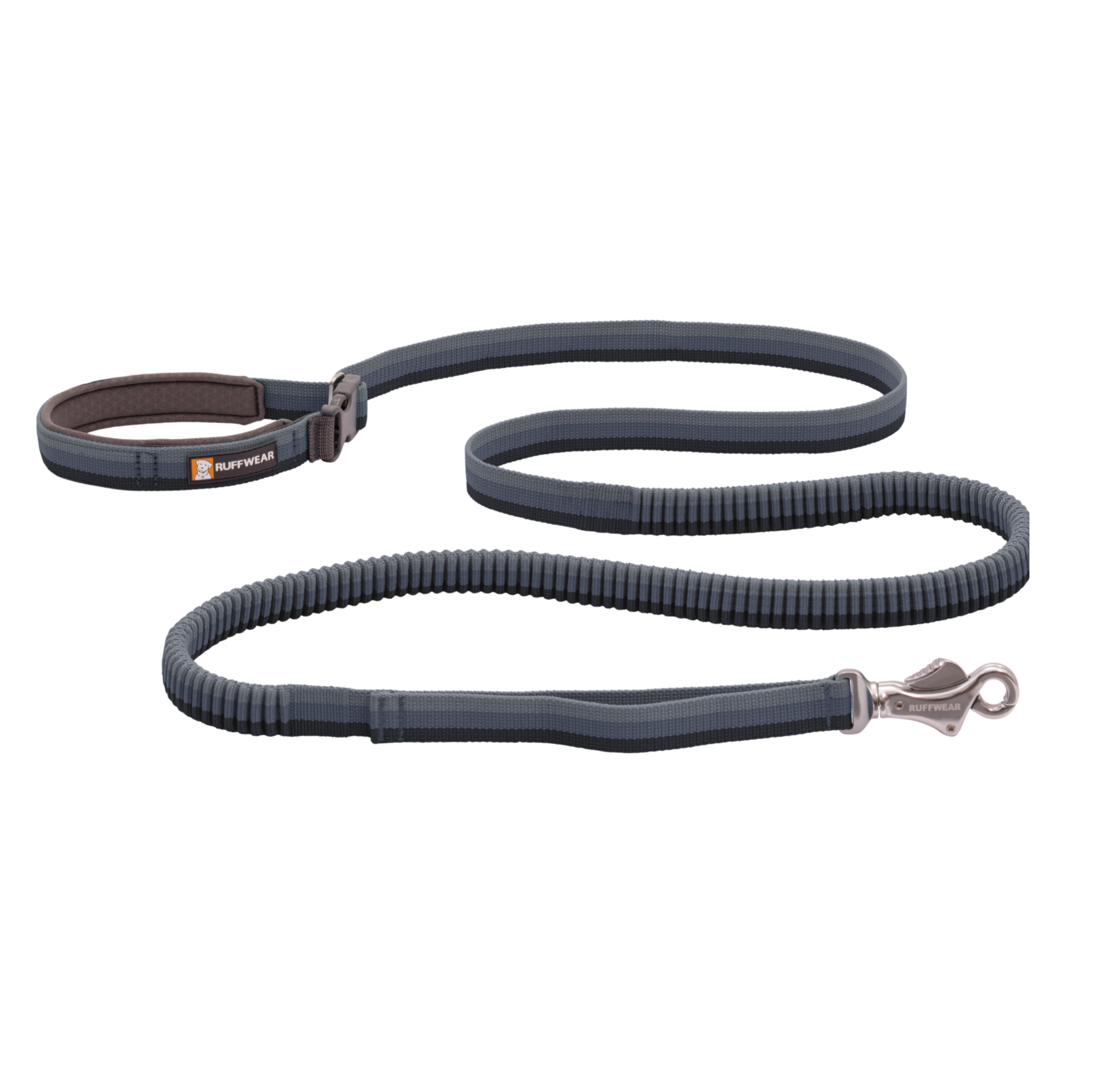 Black dog leash with handle and clasp for pet safety and control.