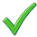 Green check mark icon, confirming approval or acceptance in a design.