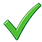 Green check mark icon, confirming approval or acceptance in a design.