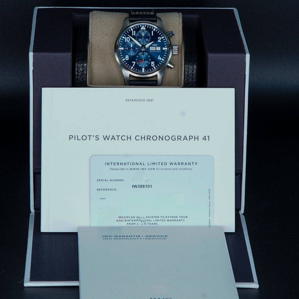 Thumbnail: SOLD - IWC Pilot Chronograph Watch Blue Dial 41mm IW388101 2025 Warranty to 2033