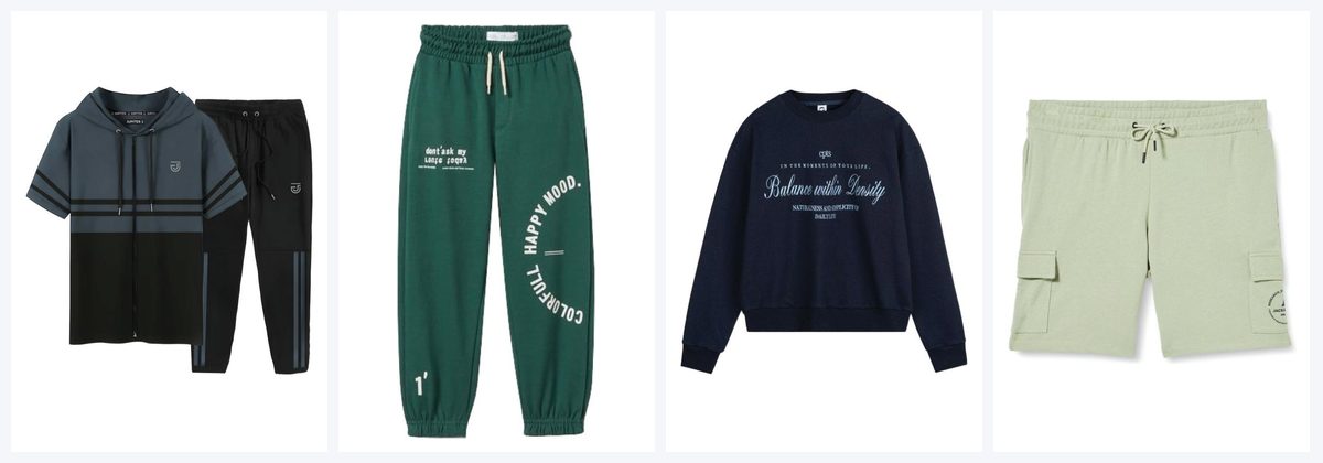 Cotton tracksuits, joggers, sweatshirts and shorts made in Pakistan