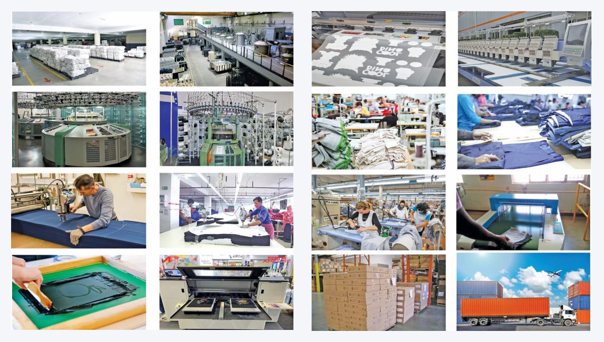 Inside the ZK International factory in Faisalabad, Pakistan: knitting, cutting, sewing, printing and packing