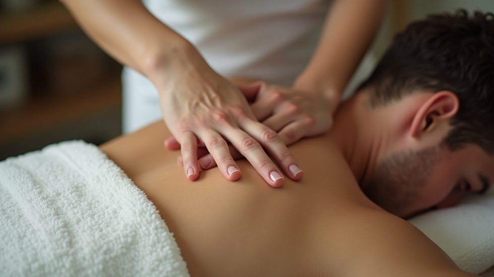 Close-up view of massage therapist applying deep tissue massage