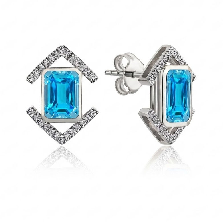 Thumbnail: Rin Diamond & Blue Topaz Earring