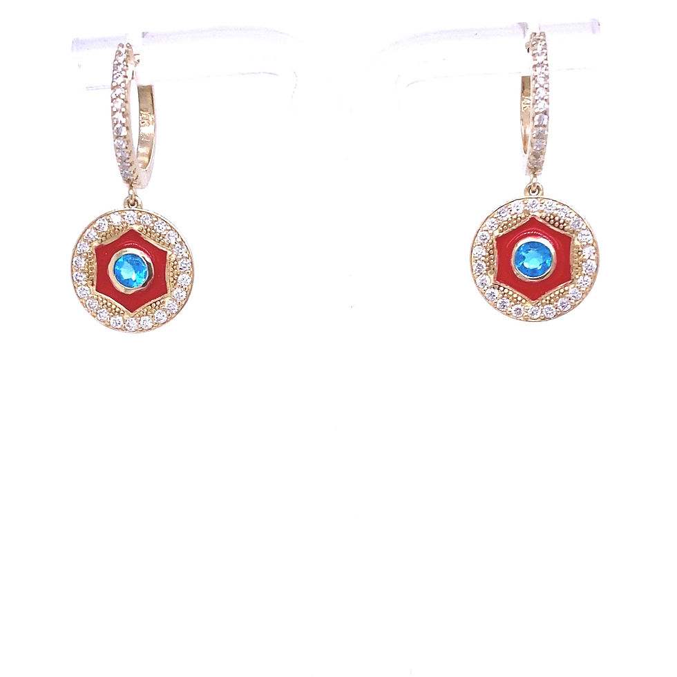 Thumbnail: 14k gold diamond blue apatite Enamel Earring