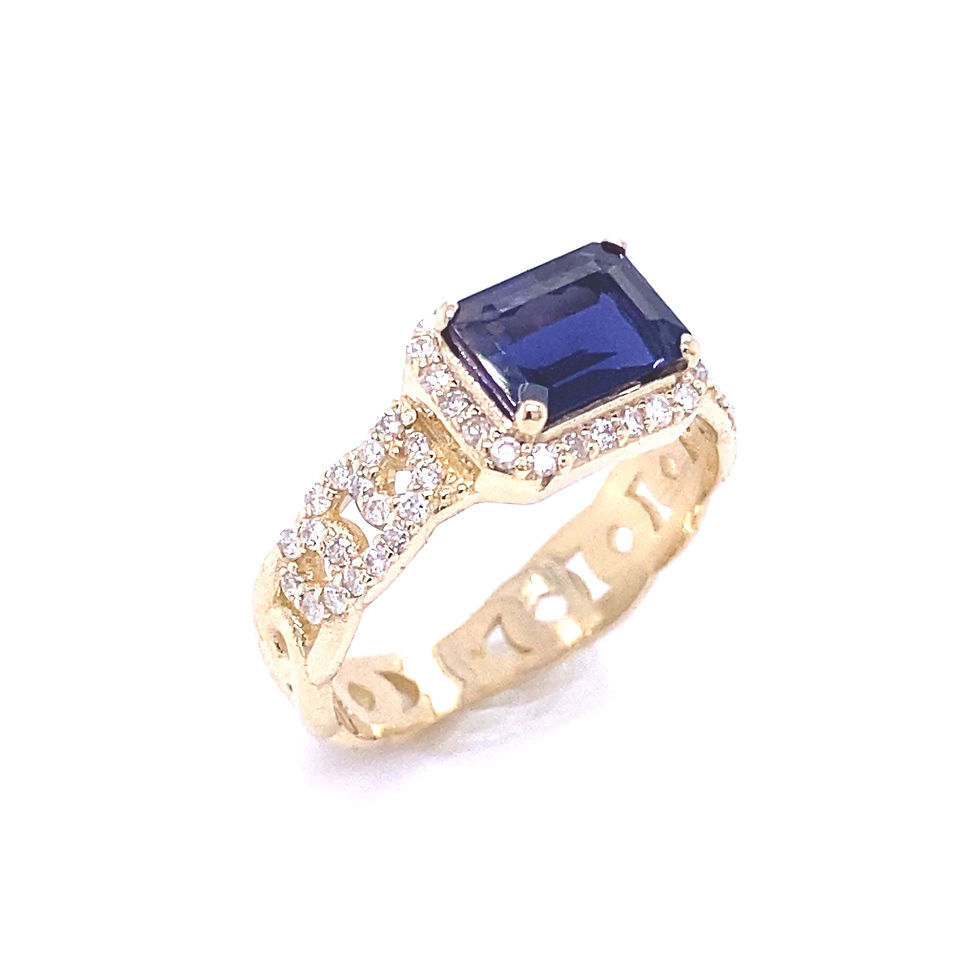 14k Gold Diamond and Iolite Ring