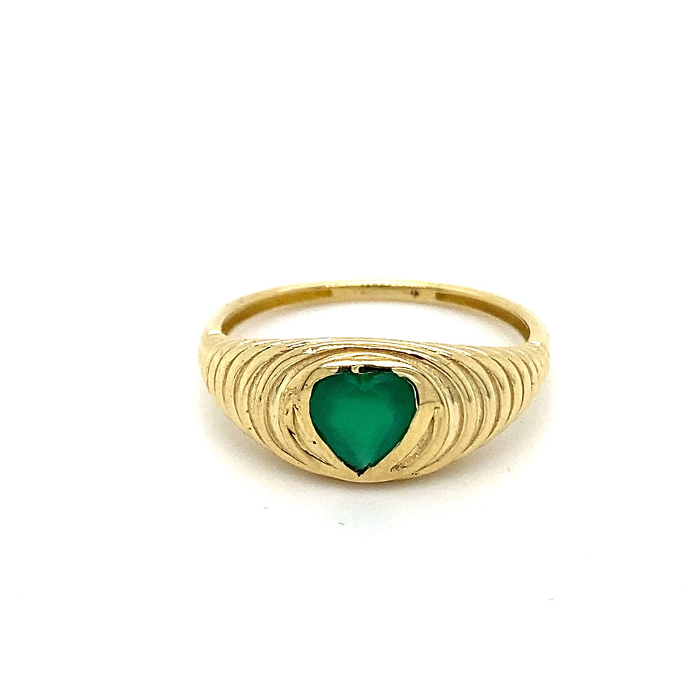 Thumbnail: 14K Gold Heart Green Onyx Ring 