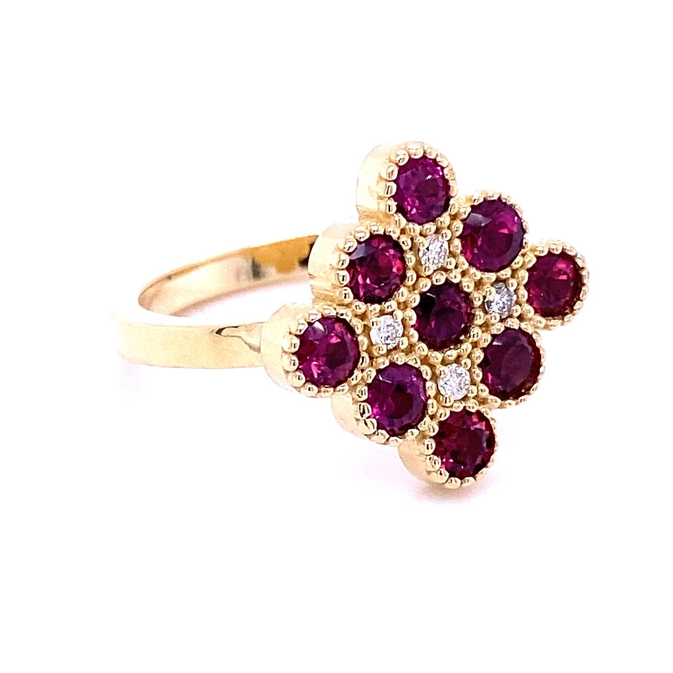 Thumbnail: 14K GOLD RUBY AND DIAMOND RHOMBUS RING