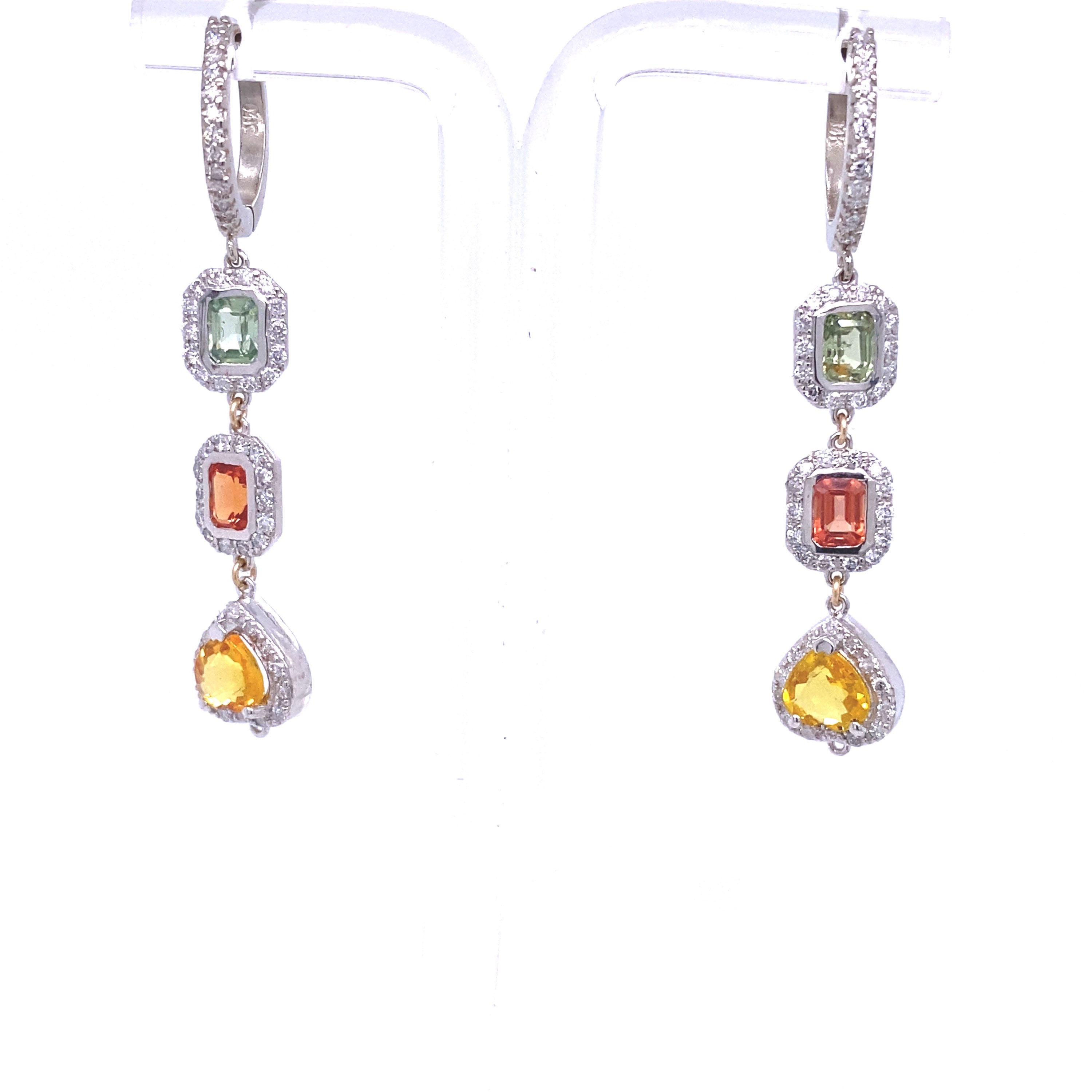 14k gold Diamond Sapphire Earring 