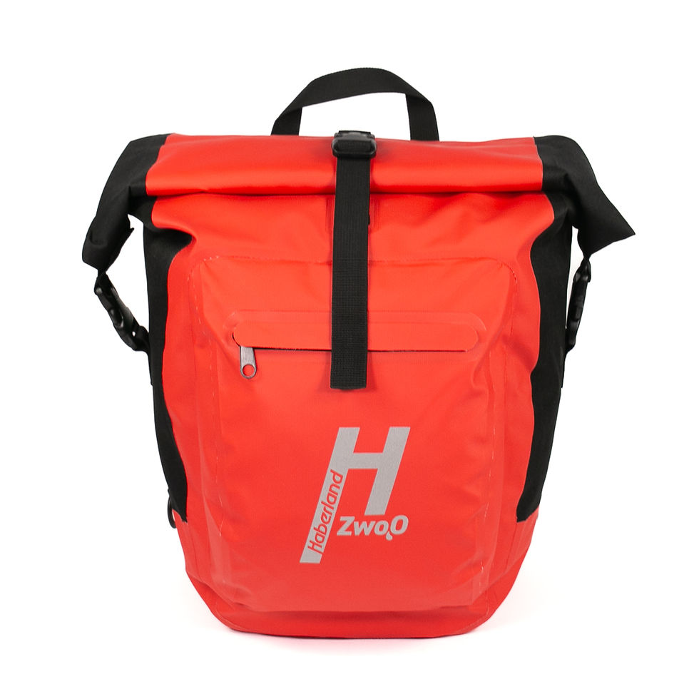 Bike-Rucksack H2O rot, 100% wasserdicht, mit schwarzen Seiten, Reflex-Logo, von vorne