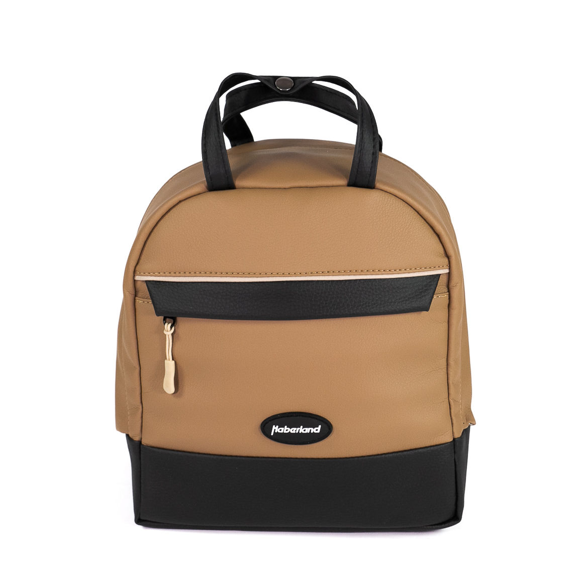 Rucksack Lenkertasche Bella hellbraun/schwarz 7 Liter, von vorne