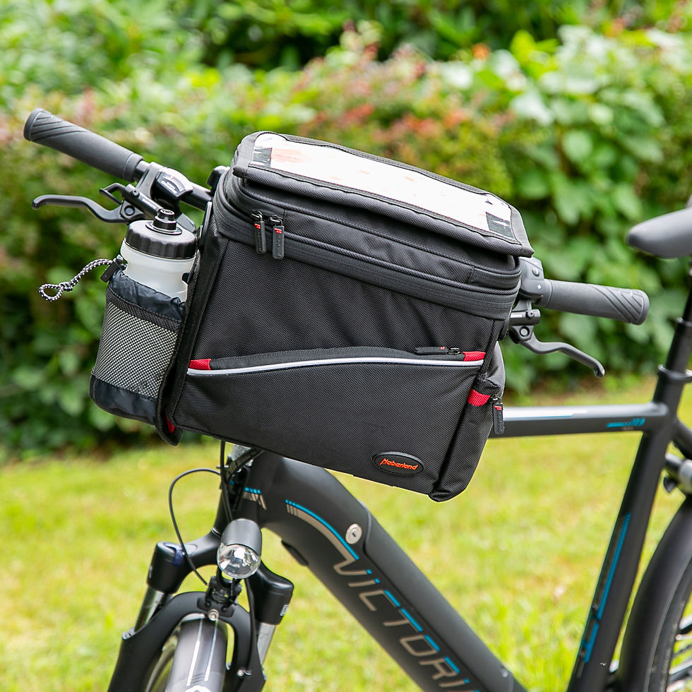 Miniaturbild: Lenkertasche Maxi Plus für Klickfix-Adapter, am Fahrradlenker, ausgeklapptes Tranflaschenfach