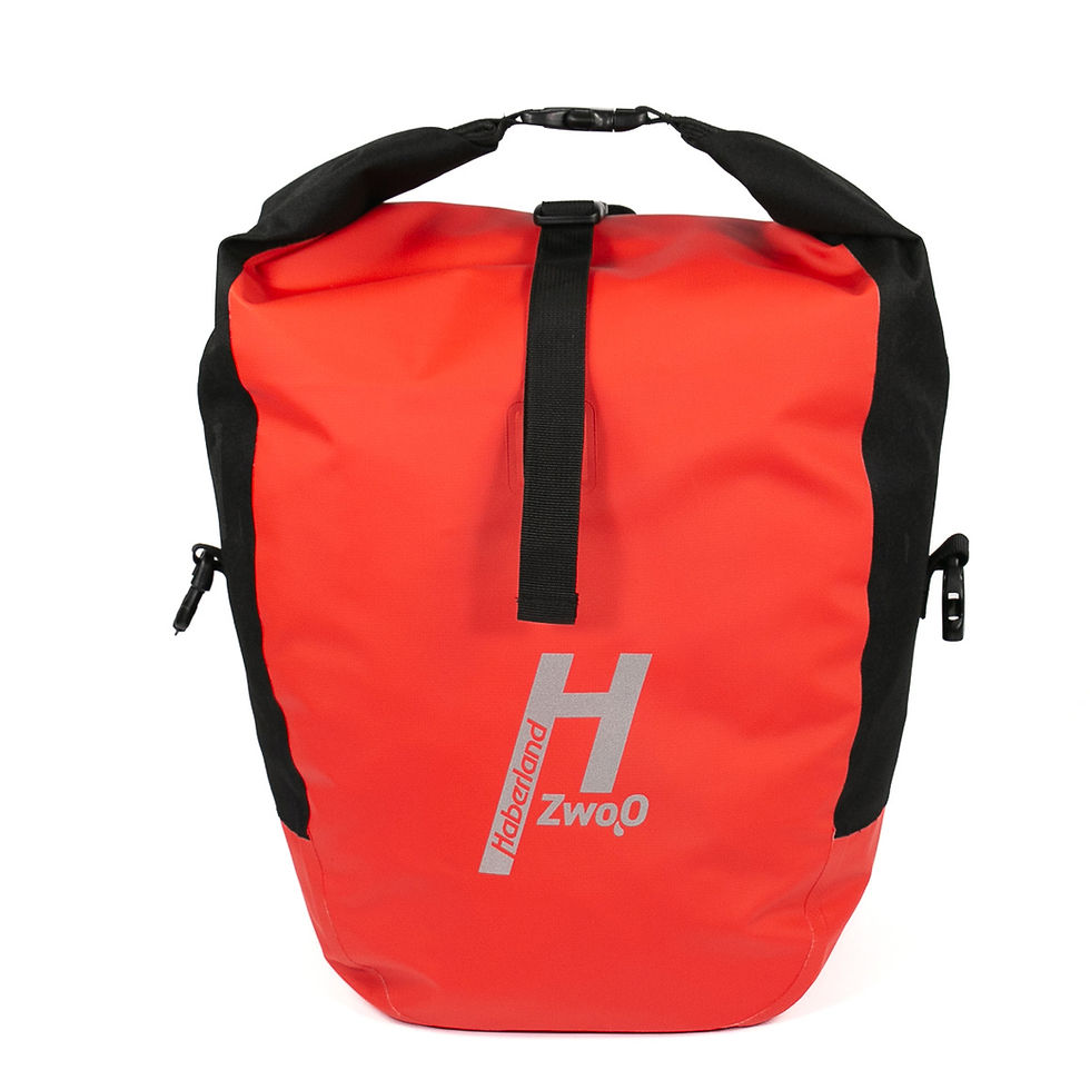 Miniaturbild: Fahrradtasche Einzeltasche H2O rot mit Reflex-Logo und schwarzen Seiten, Steckverschluesse sind oben zusammengeklickt