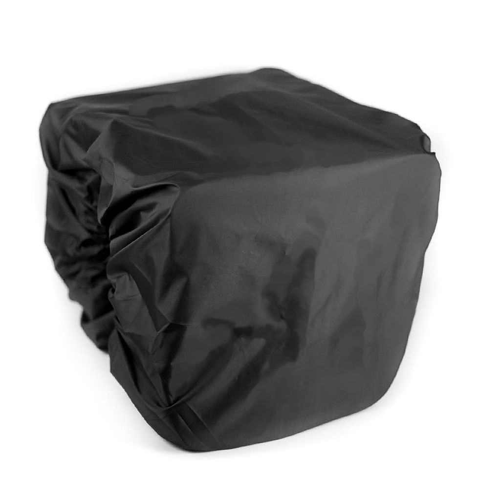Miniaturbild: Regenschutz für Fahrradtasche schwarz, über Doppeltasche gezogen
