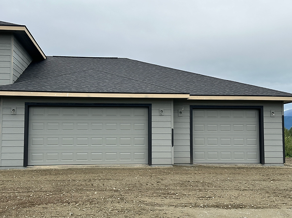 Modern single garage door with horizontal panels