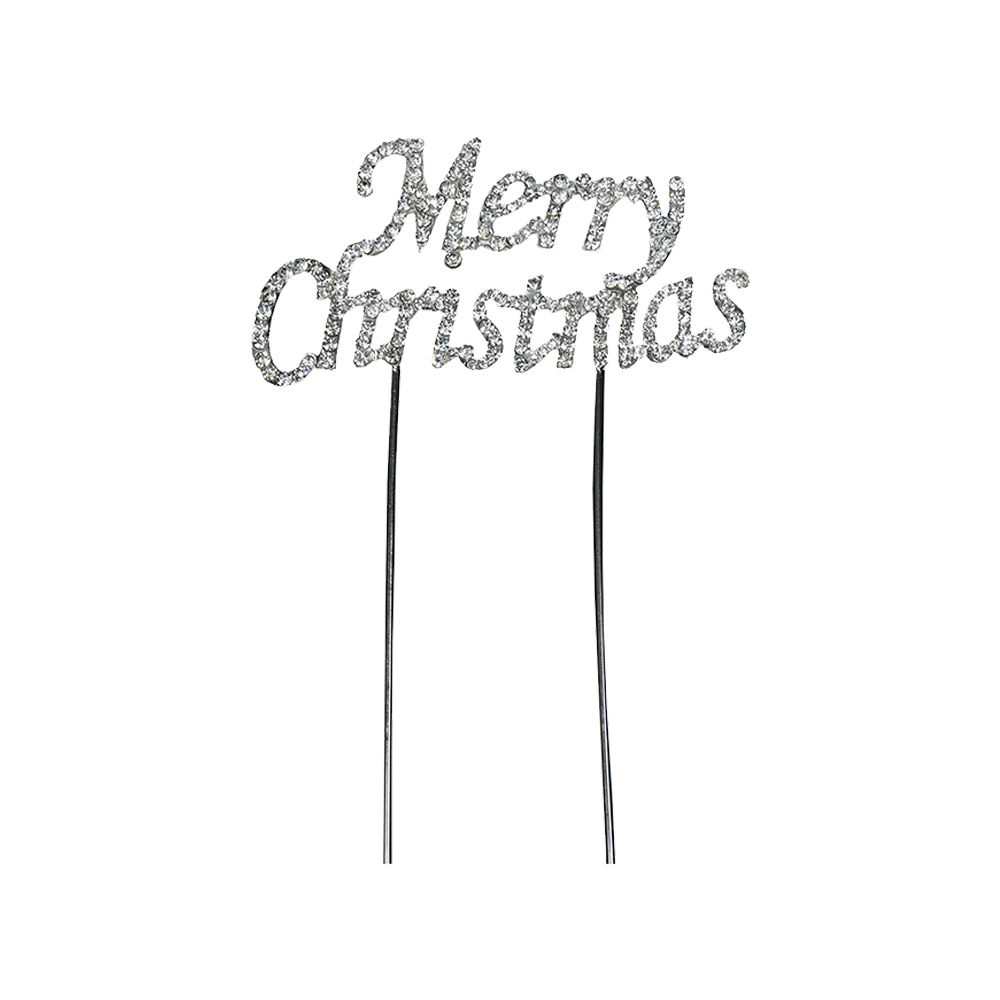O'Creme Cake Topper, Rhinestone, Merry Christmas