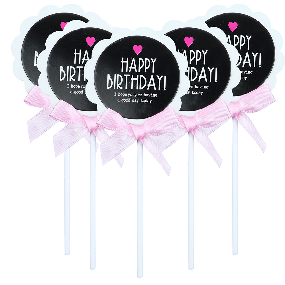 O'Creme Flower Happy Birthday Cake Toppers, Pack of 5
