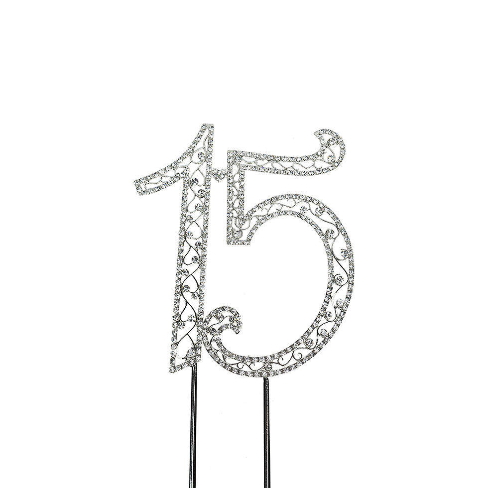 O'Creme Silver Rhinestone 'Number Fifteen' Cake Topper
